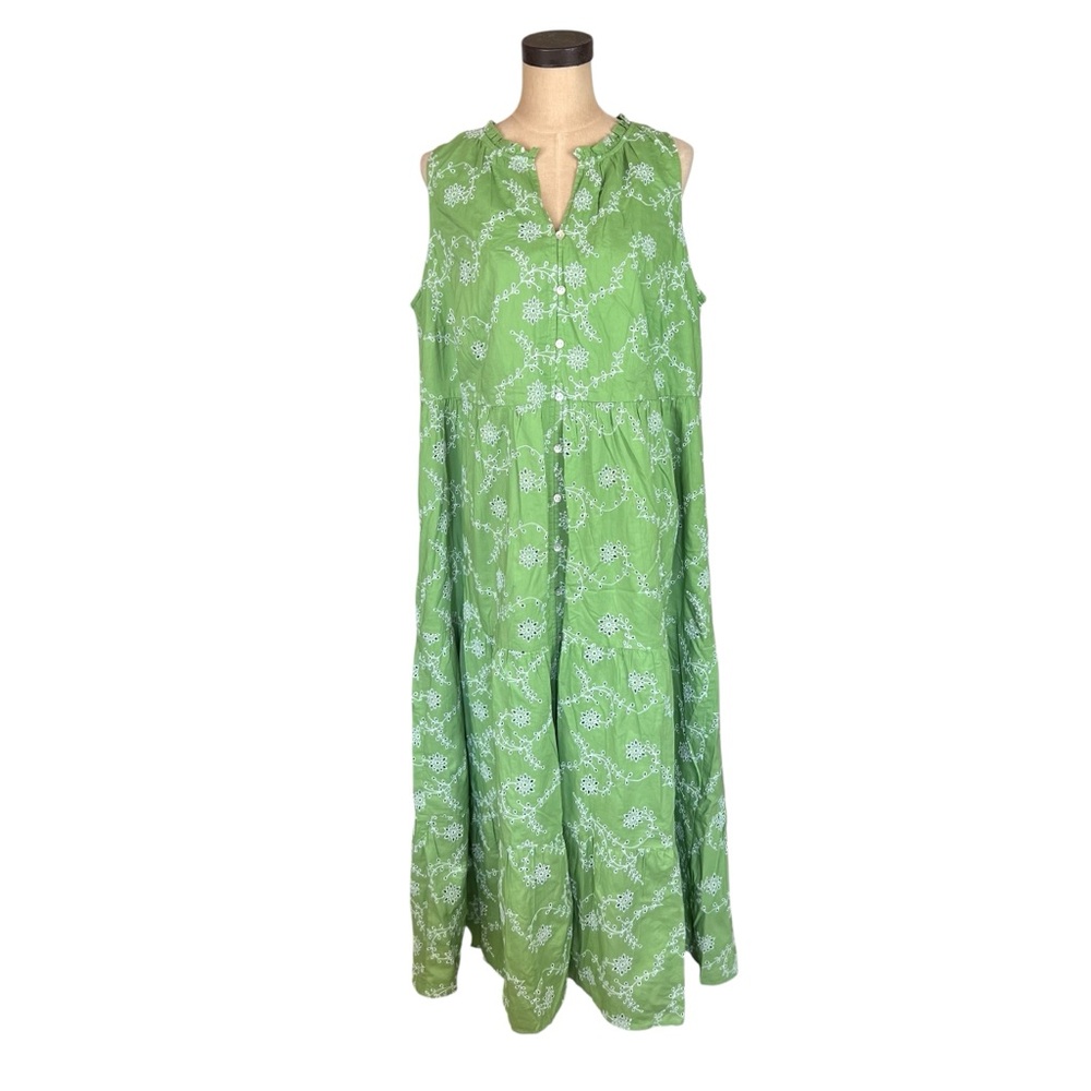 J. Jill sleeveless tiered women’s maxi dress in snap pea SZ XL - Picture 3 of 12